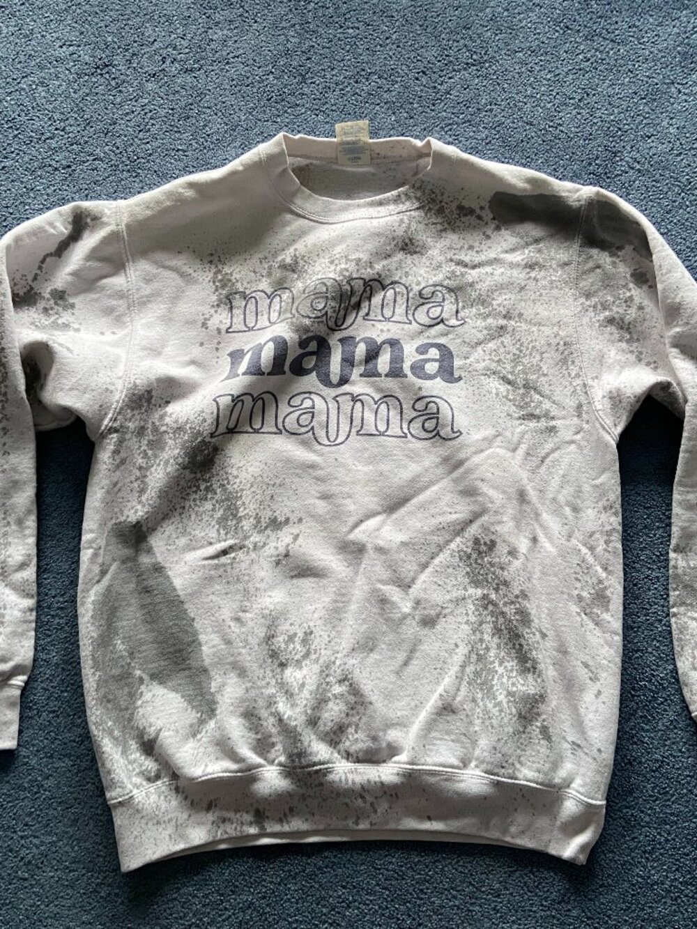 Port & Company Women's White Bleached "Mama" Crewneck Sweatshirt Size Medium